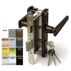 Замок врезной ЗВ 4-3 с ручками /Зенит/ медь